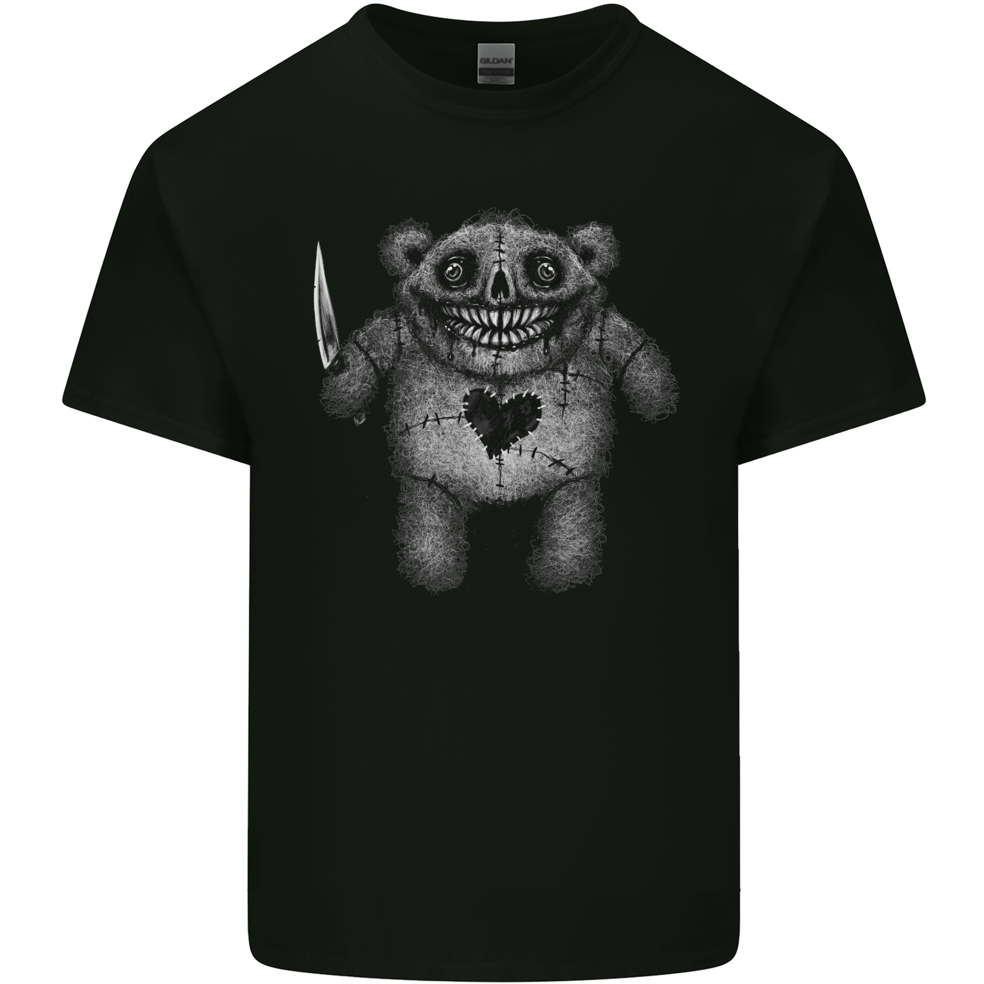 Zombie Teddy Bear With a Knife Halloween Horror Mens Light Cotton T-Shirt
