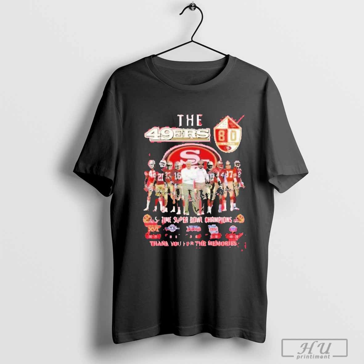 San Francisco 49ers 5-Time Super Bowl Champions Thank You For The Memories T-Shirt