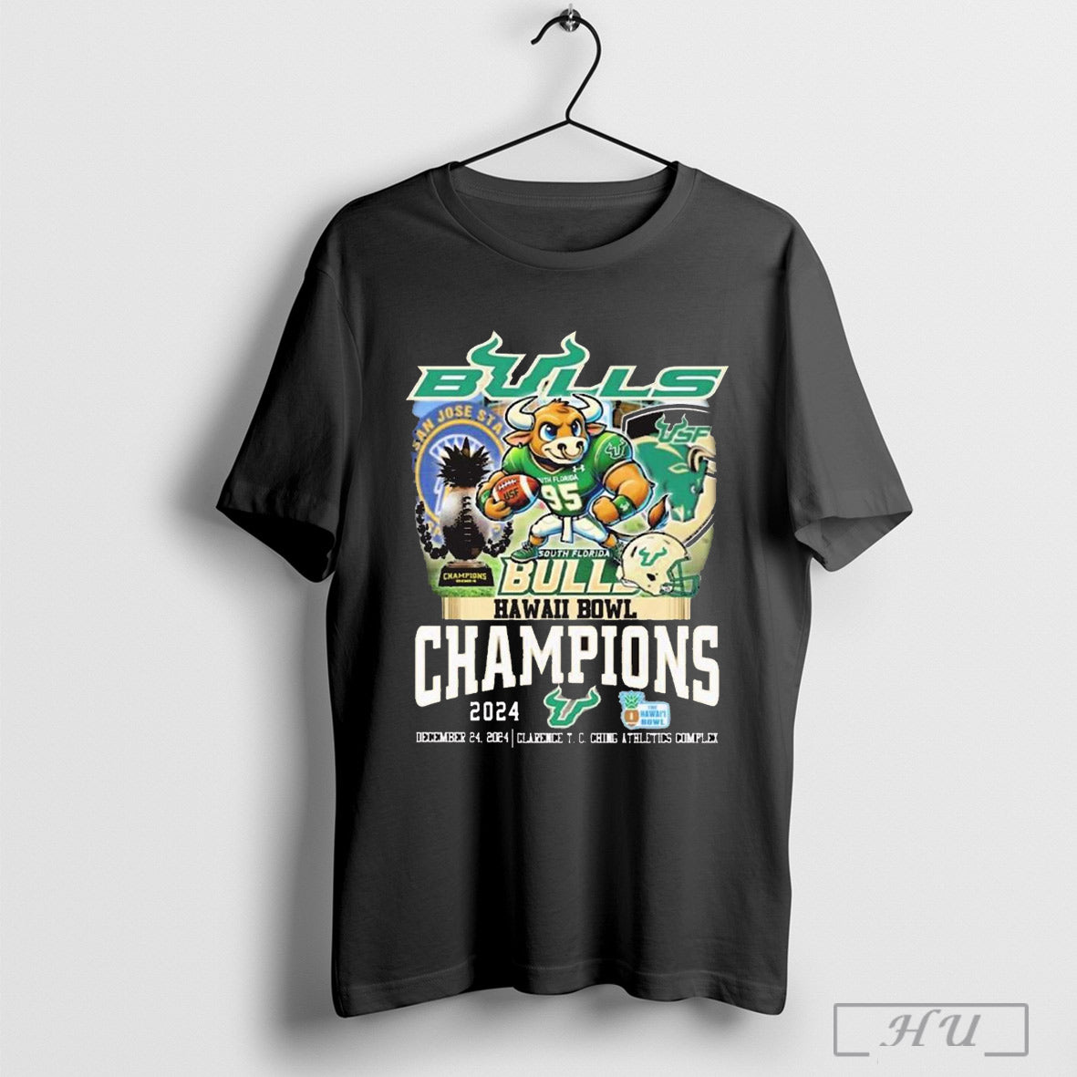 South Florida Bulls Football 2024 Hawaii Bowl Champions Dec 24 Clarence T C Ching Athletics Complex Mascot T Shirt Sweatshirt Cutom Poster Coffee Mugs