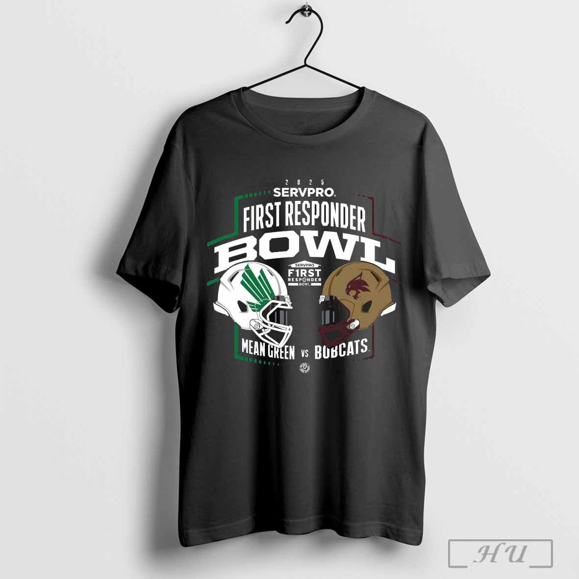 2025 Servpro First Responder Bowl North Texas Mean Green Vs Texas State Bobcats Head To Head T Shirt
