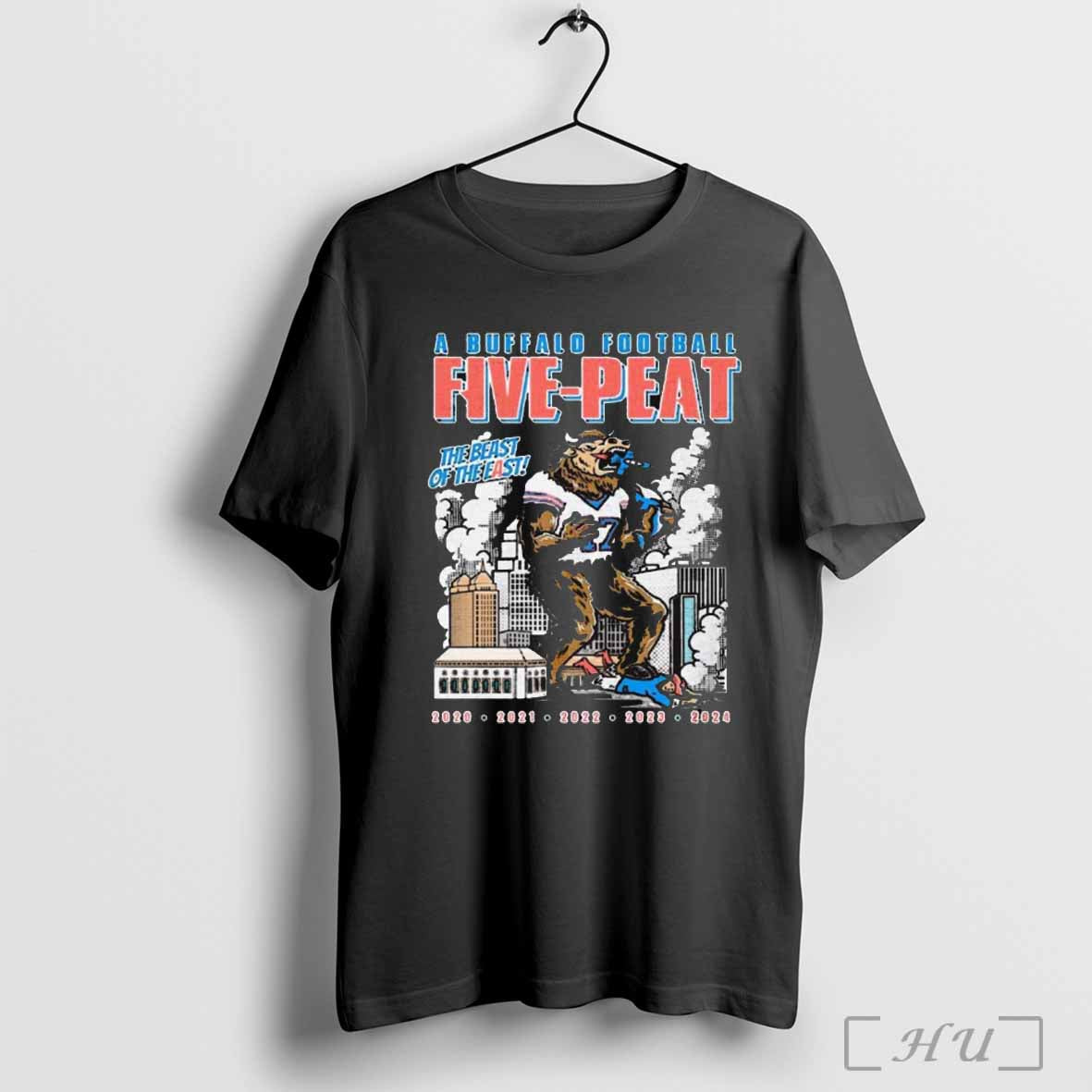 Buffalo Bills Champions A Buffalo Football Five-Peat The Beast Of The East 2020-2024 Mascot t-shirt