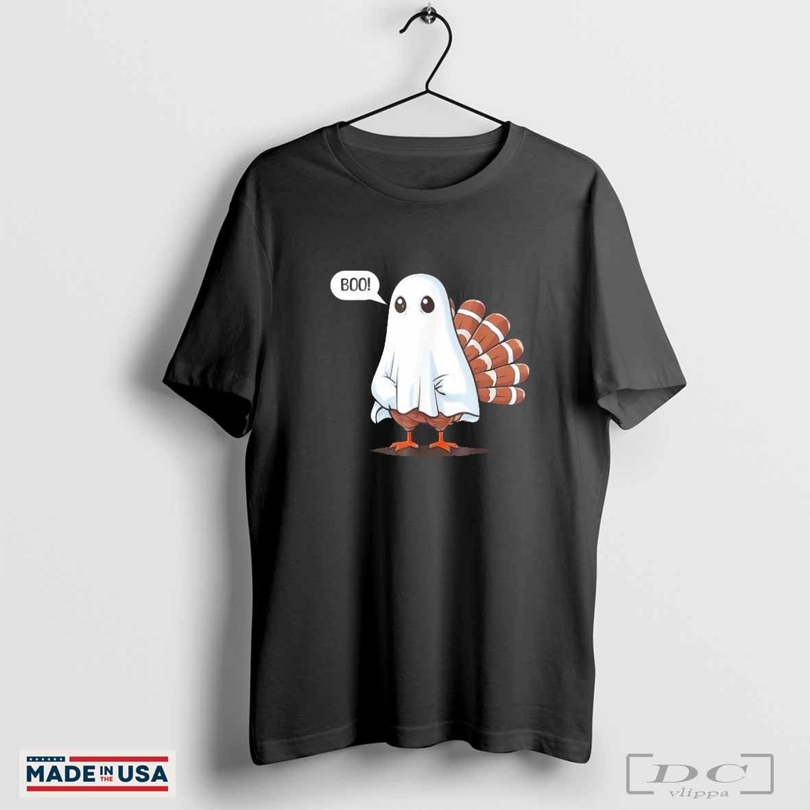 Turkey Ghost Hiding From Thanksgiving Dinner Boo Happy Thanksgiving 2024 T-Shirt
