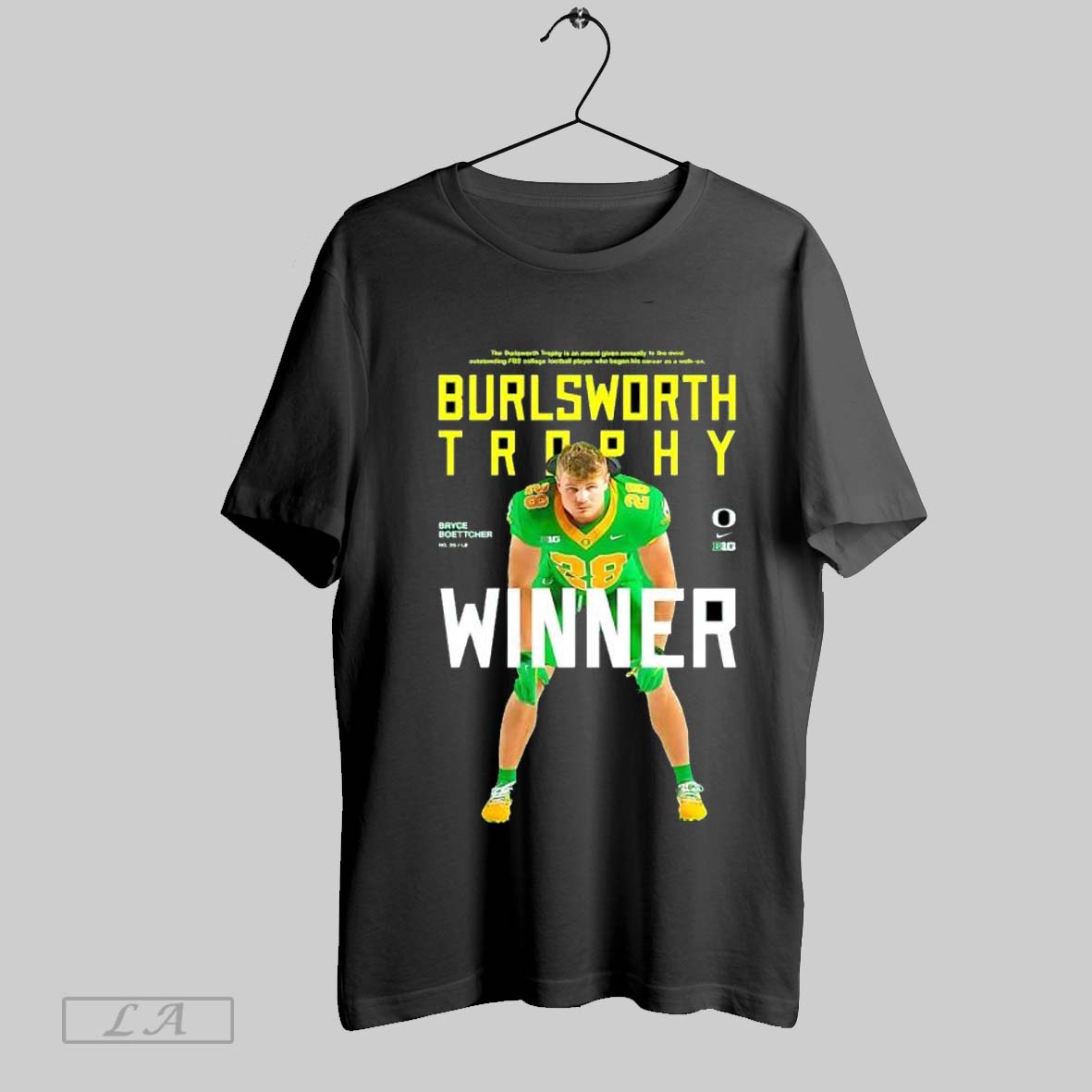 Oregon Ducks Bryce Boettcher 2024 Big 10 Champions Burlsworth Trophy Winner T Shirts