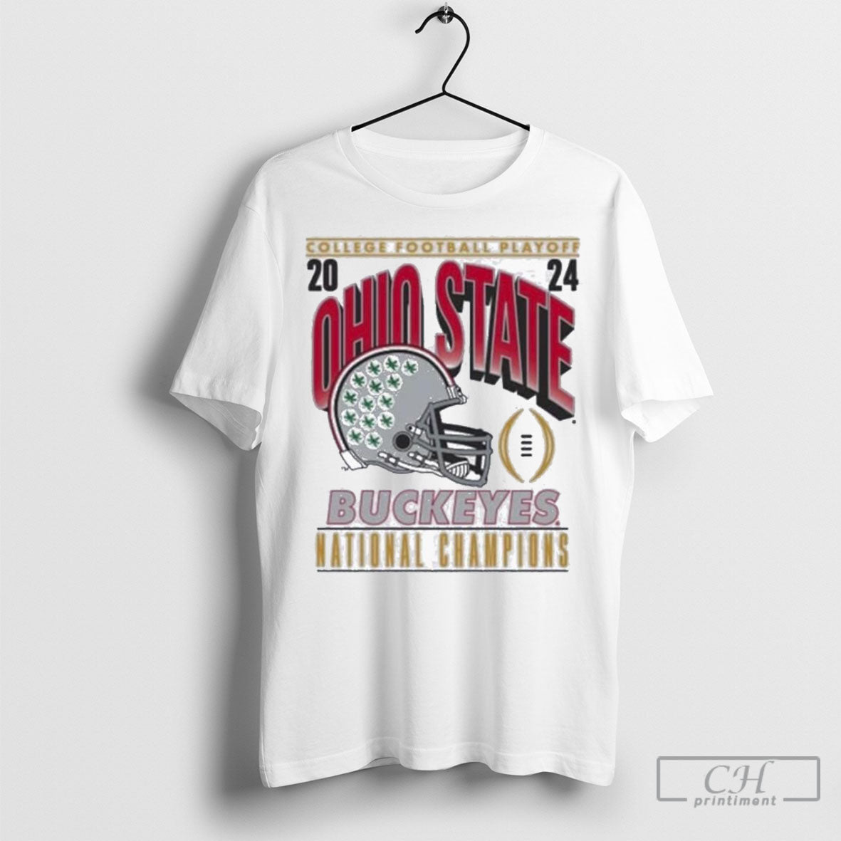 Ohio State Buckeyes Ash 2024 Football National Champions Big Helmet Shirts