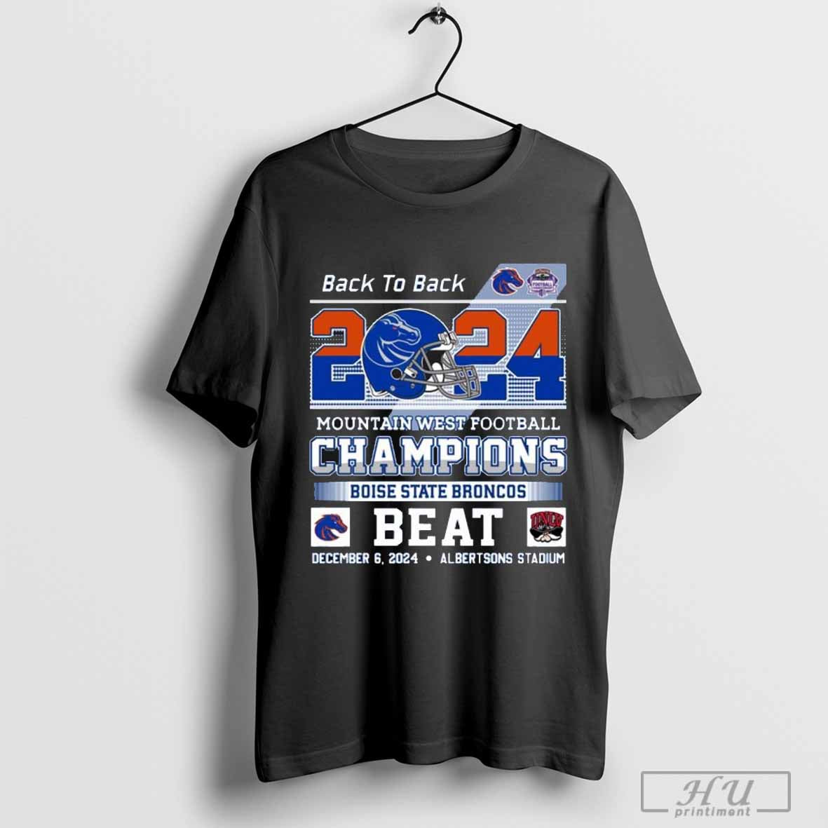 Boise State Broncos 2024 Mountain West Football Champions Back2back T Shirt