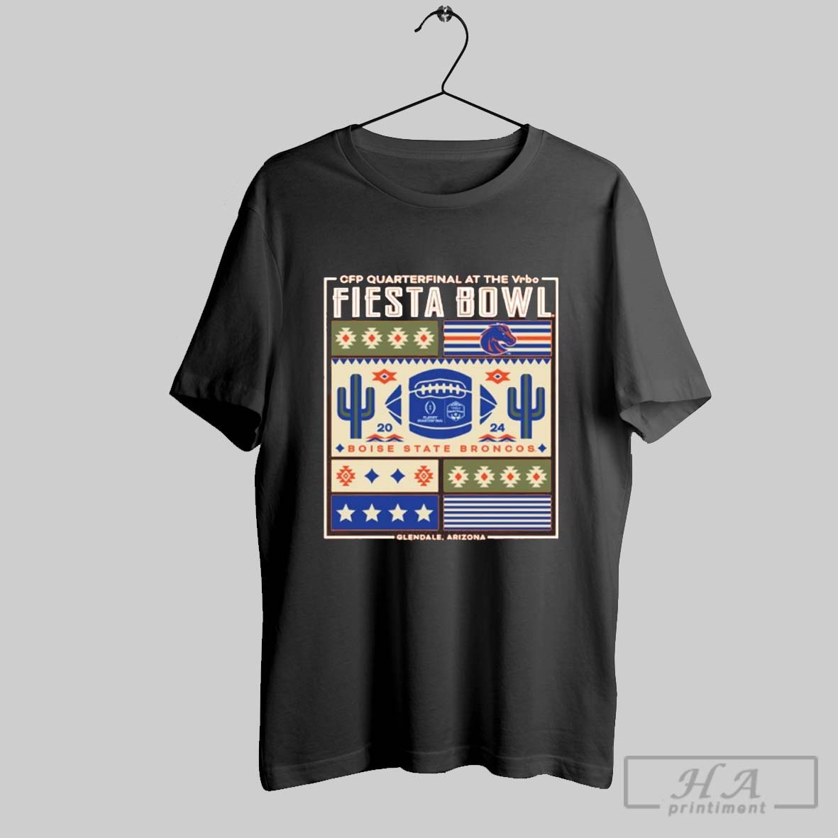 2024 Cfp Football At The Vrbo Fiesta Bowl Boise State Broncos Block Party Glendale Arizona Retro T Shirt
