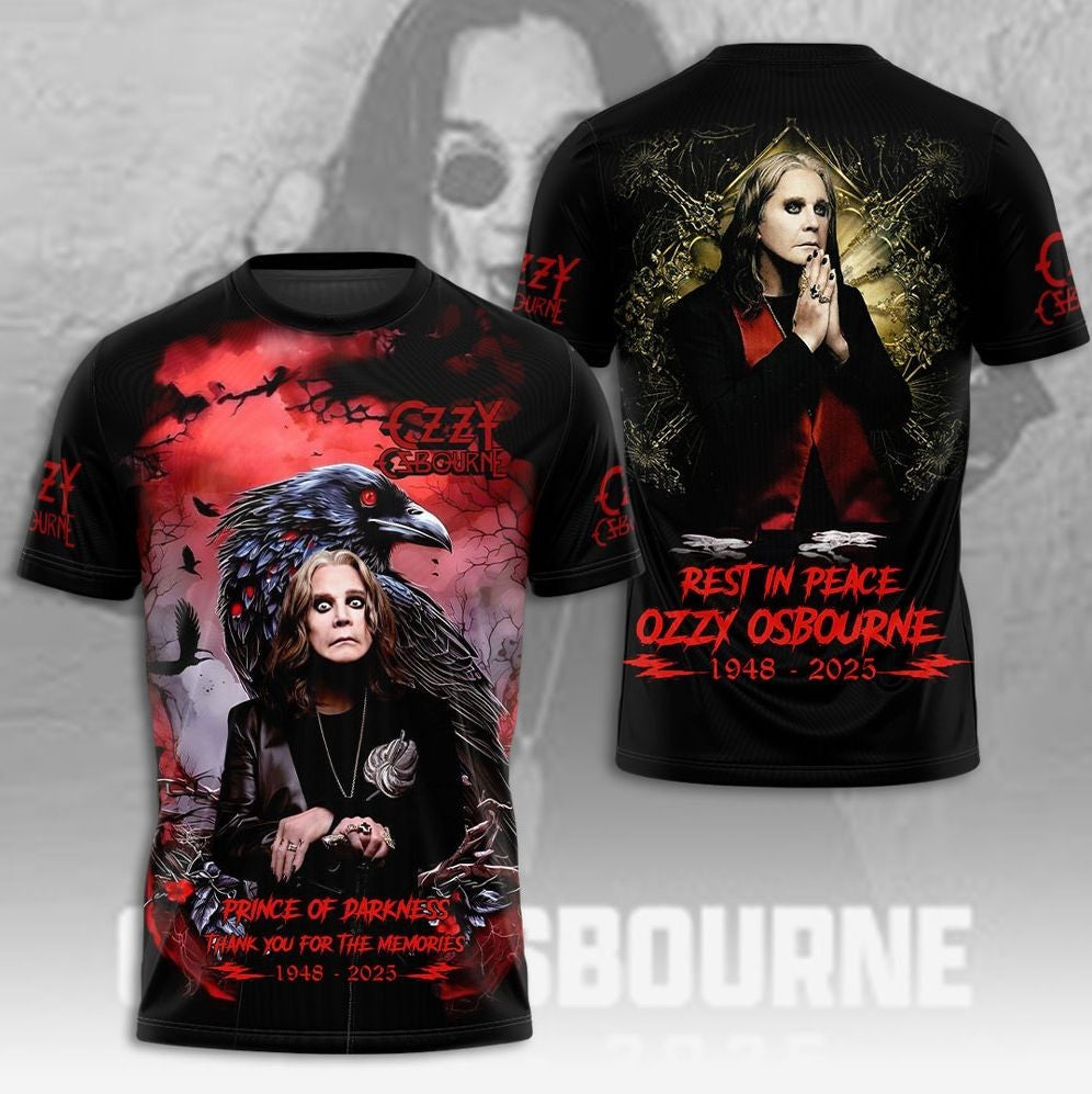 Ozzy Osbourne Rest In Peace 1948-2025 Thank You For The Memories 3D T-Shirt
