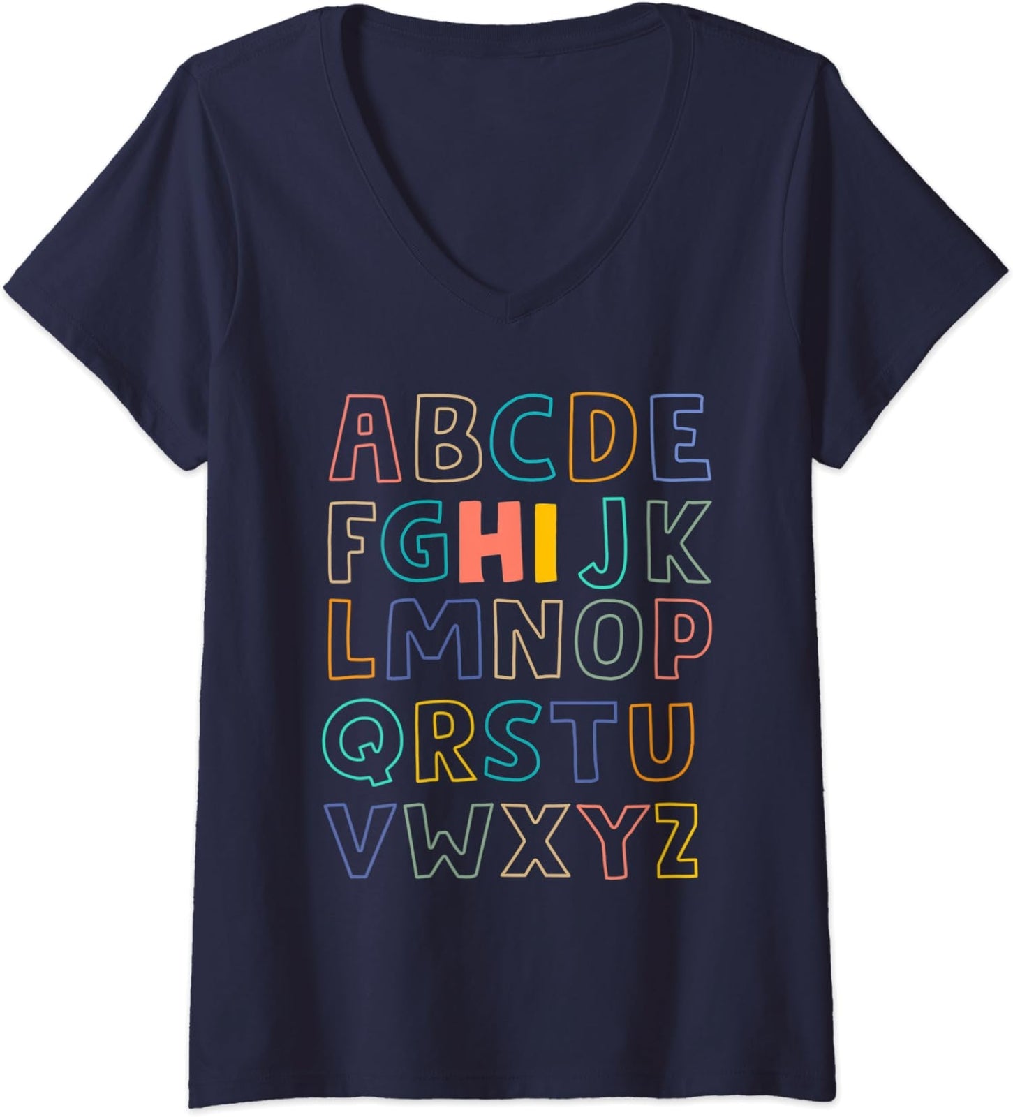 Funny Pre K Kindergarten Hi Alphabet Back To School Ladies' V-Neck Tshirt
