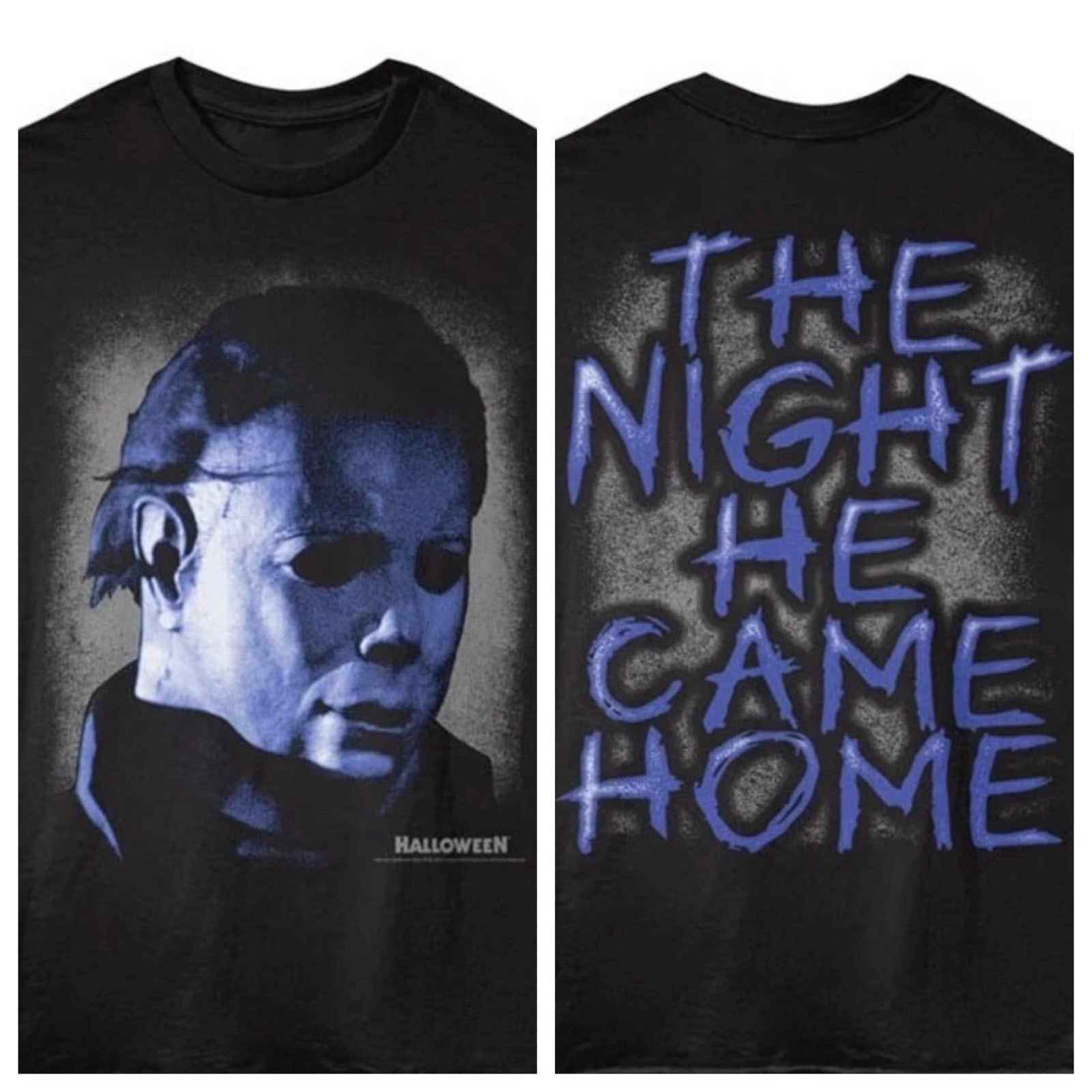 Michael Myers Halloween T-Shirt NIGHT HE CAME HOME F B Movie Black Cotton