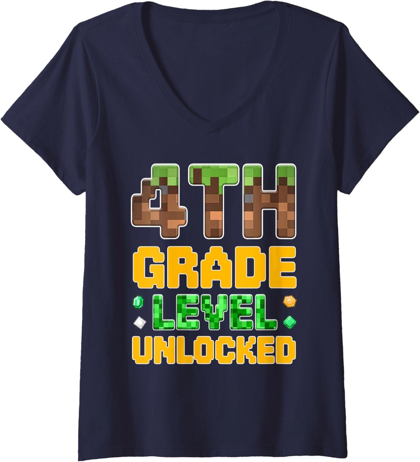 Back to School 4th Grade Gamer First Day of Class Ladies' V-Neck Tshirt