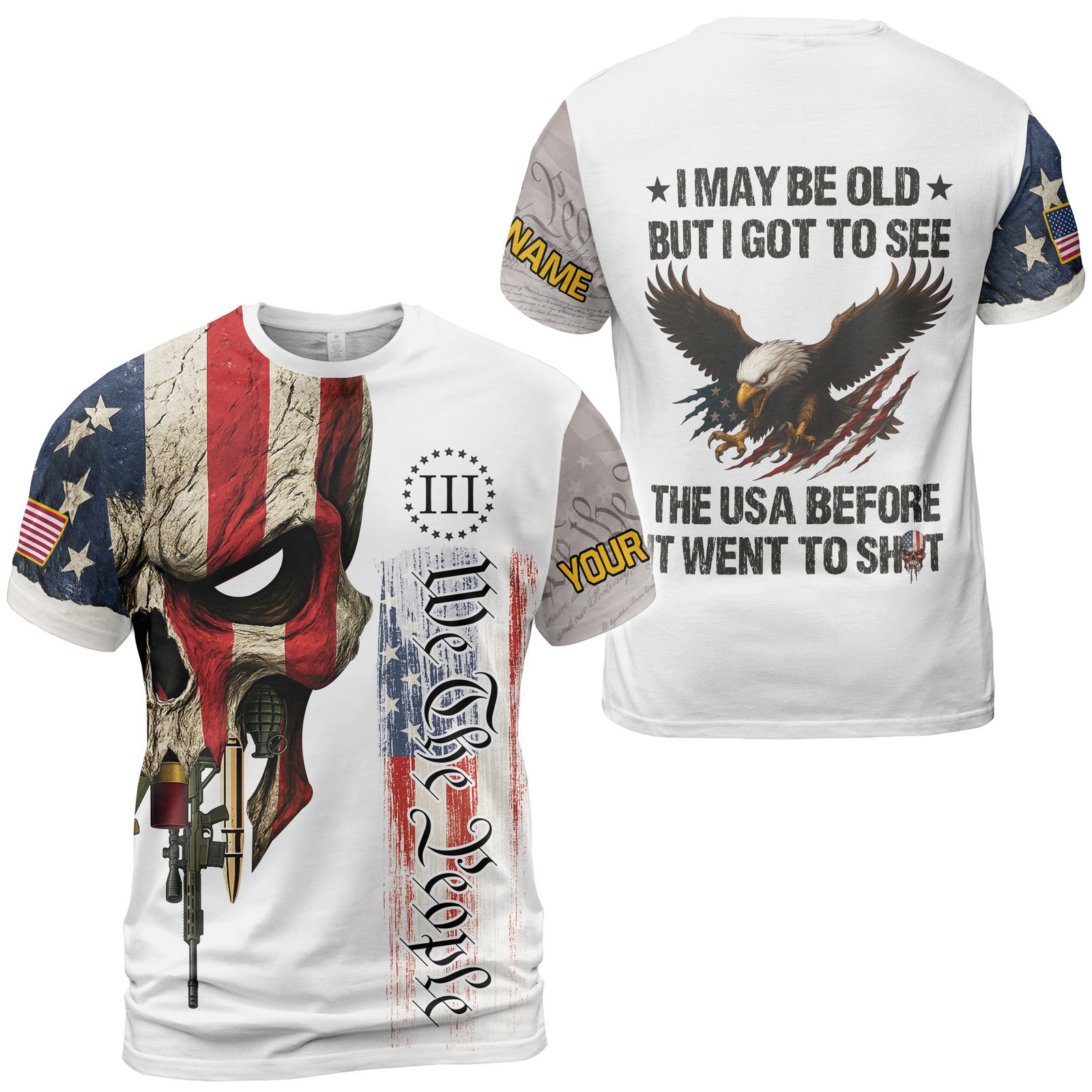 Personalized America Patriots 3D T Shirt US Flag Eagle Veteran Gift for Men