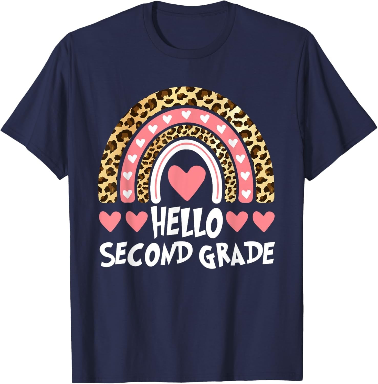 Hello 2nd Grade Leopard Rainbow Teachers Back to School T-Shirt Hoodie