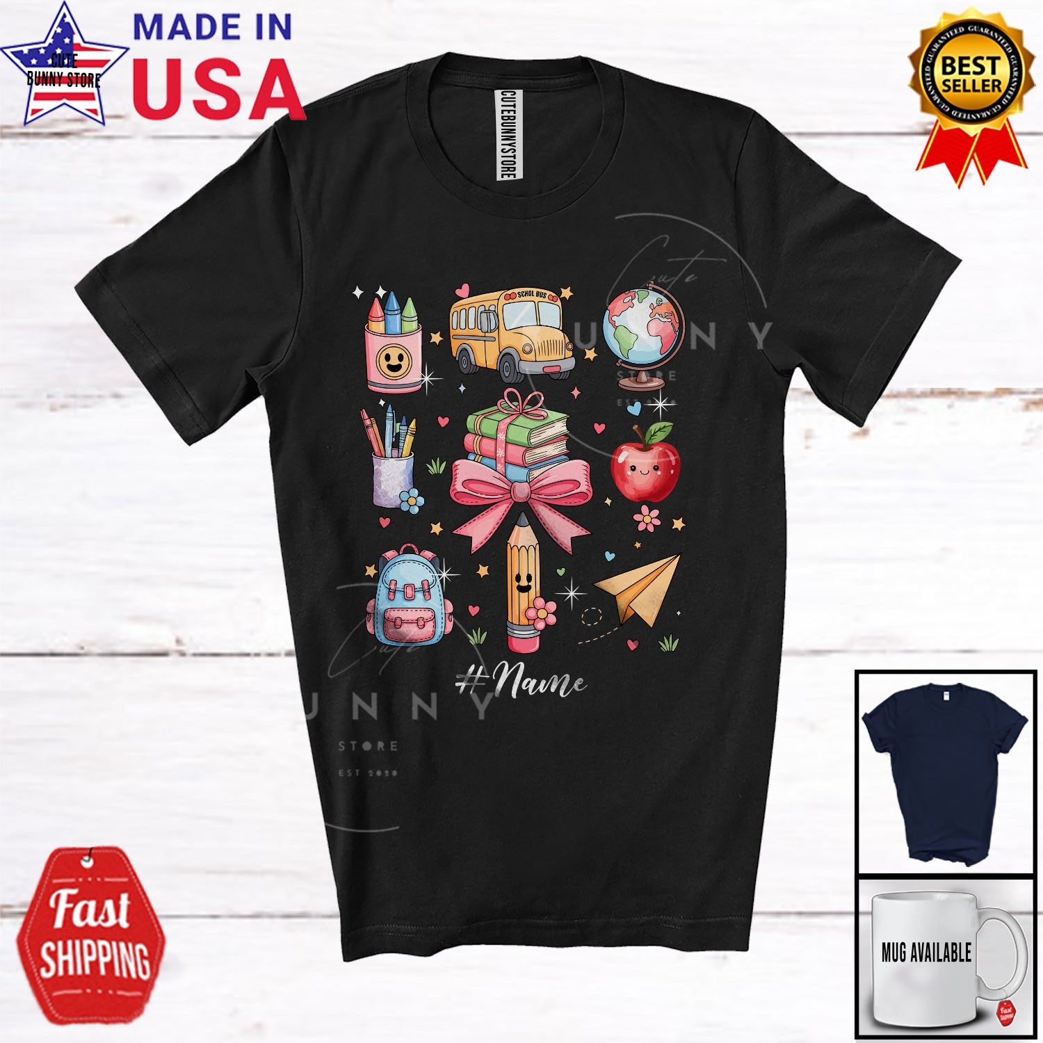Back To School Tools Collection; Adorable Custom Name Students Teacher T-Shirt