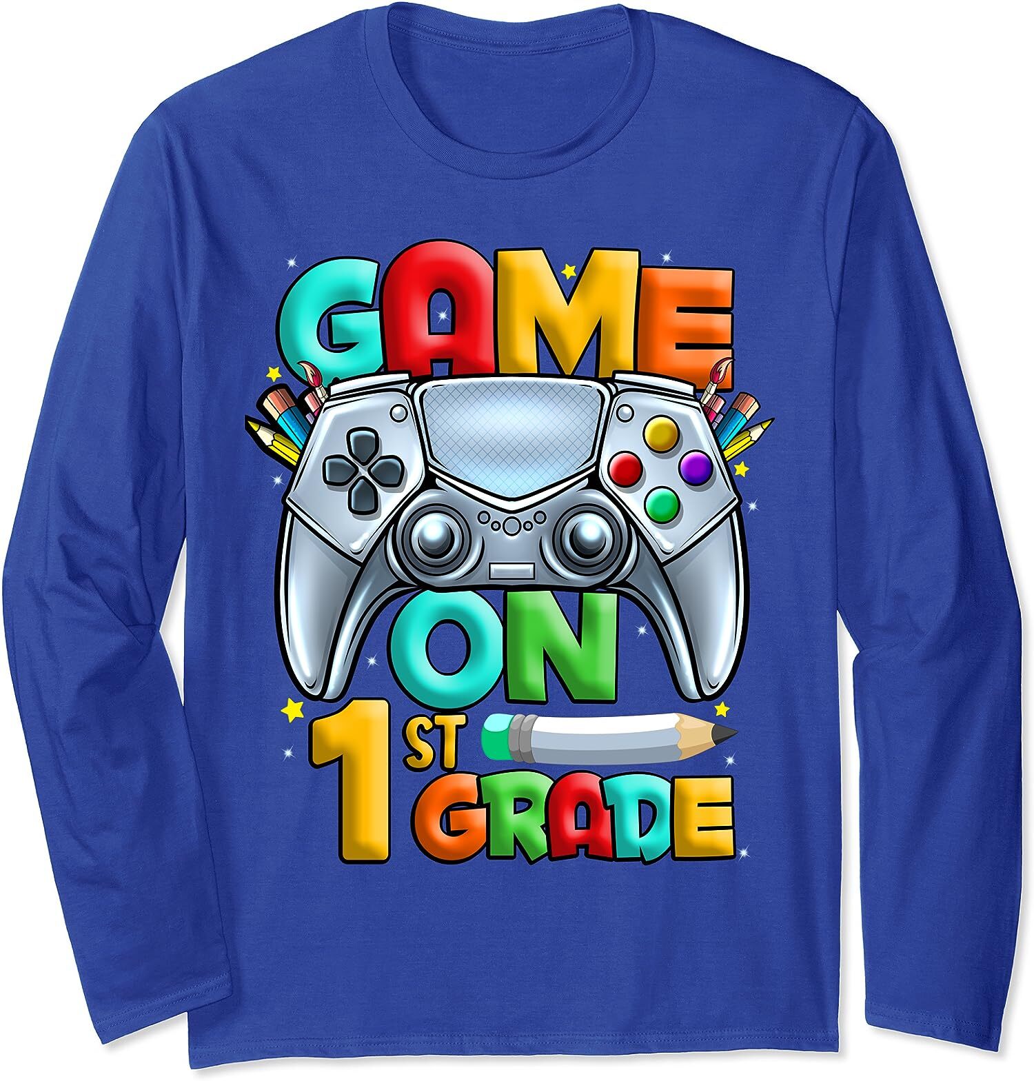 Game On 1st Grade Back To School Level Unlocked Gift Long Sleeve T-Shirt