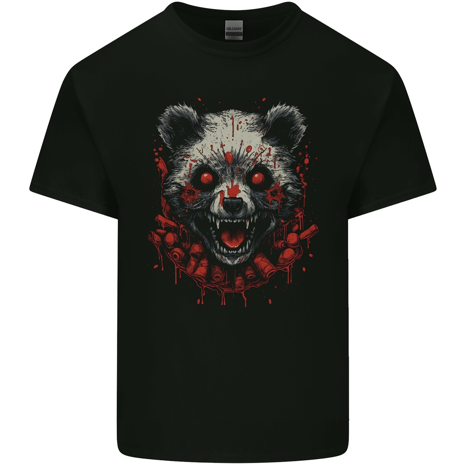 Evil Panda Bear Fantasy Horror Halloween Mens Cotton T-Shirt Tee Top
