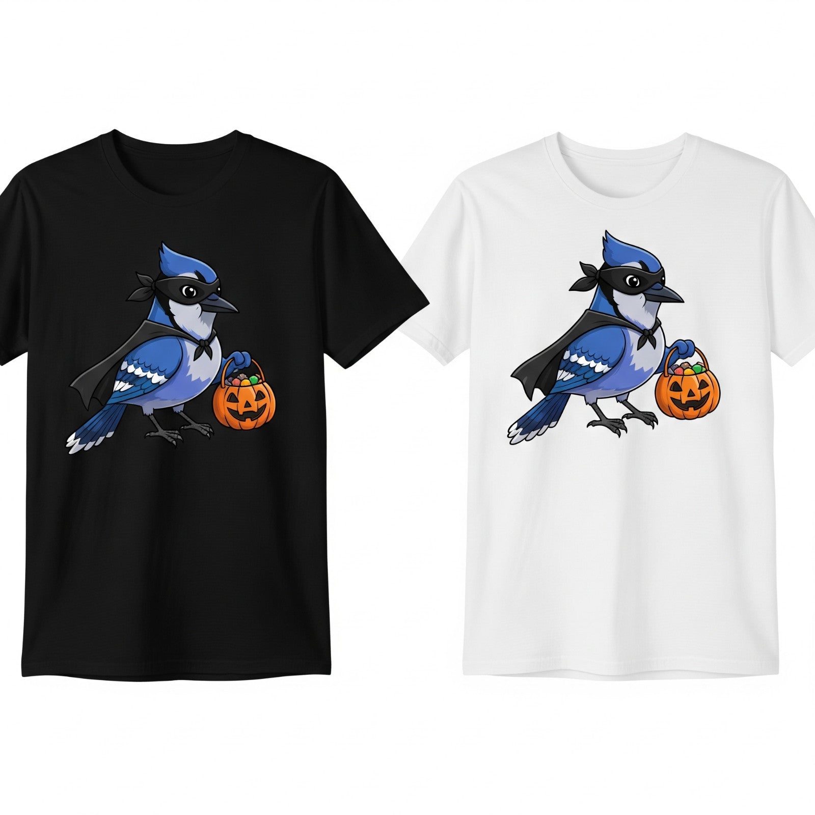 Blue Jay Halloween Costume T-Shirt | Trick-or-Treat Bird Tee | Black & White Opt