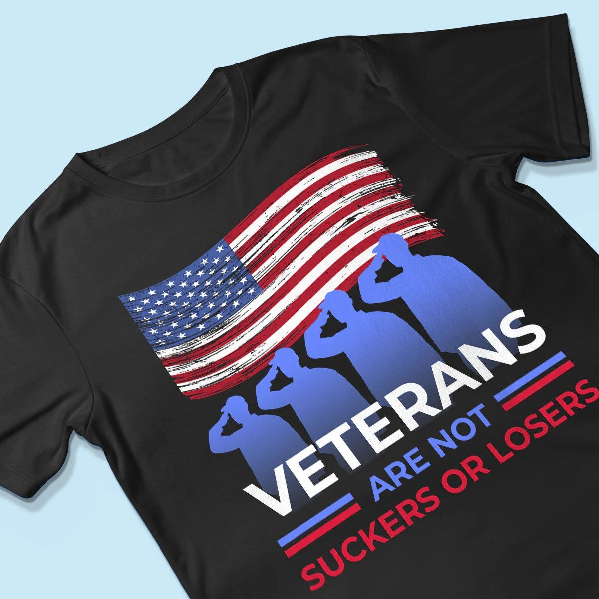 Patriotic Veterans Not Suckers Losers Graphic Black Men T Shirt 2D Casual Tee