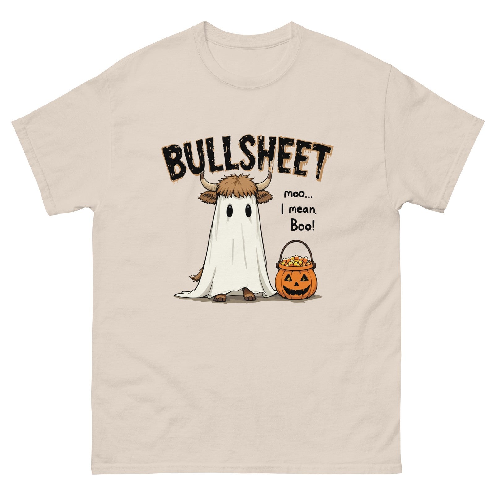 Bullsheet Mens Funny Halloween T-Shirt Trick or Treat 100% Cotton Tee