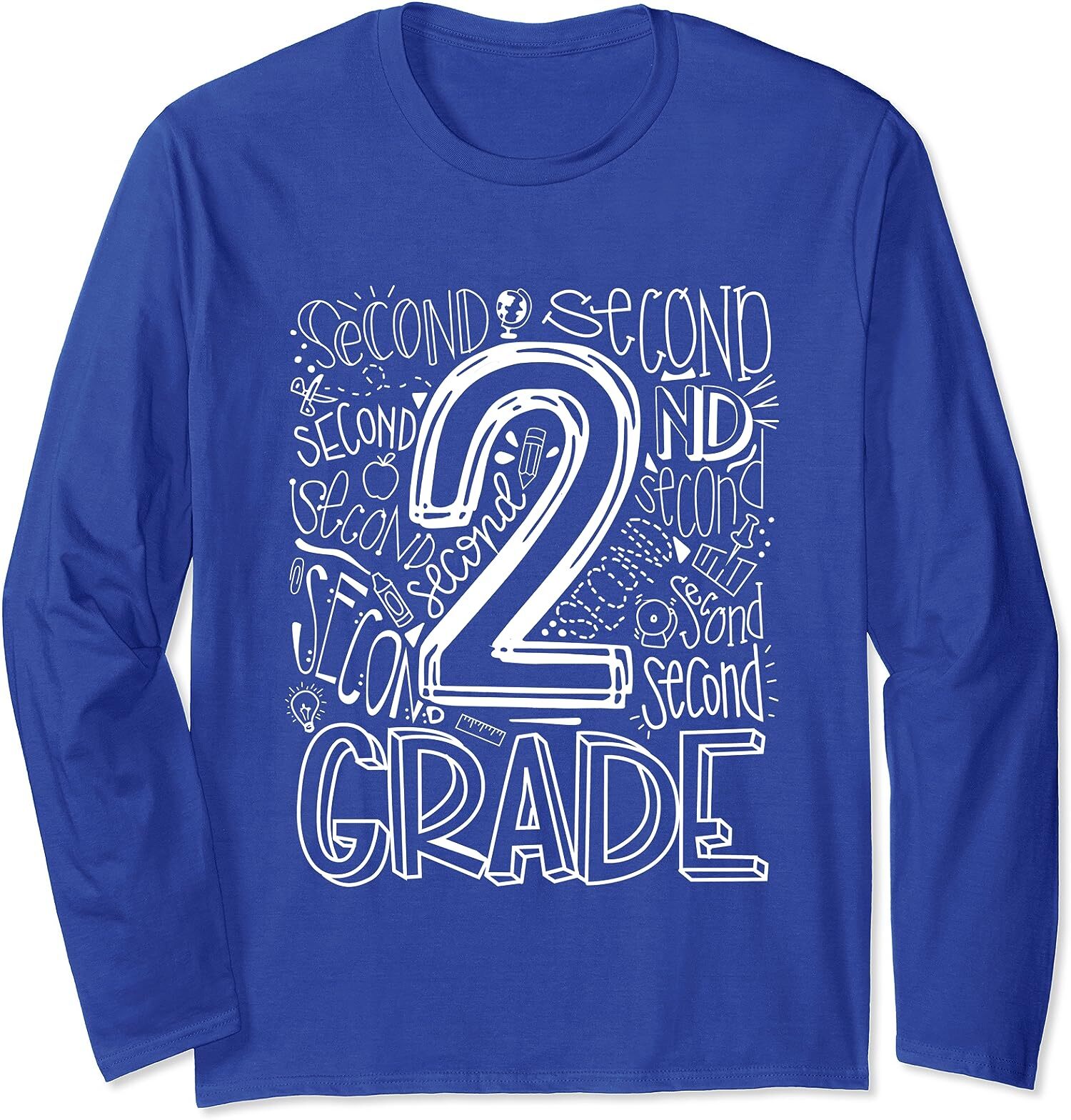 Back To School 2nd Second Grade Typography Cool Gift Long Sleeve T-Shirt