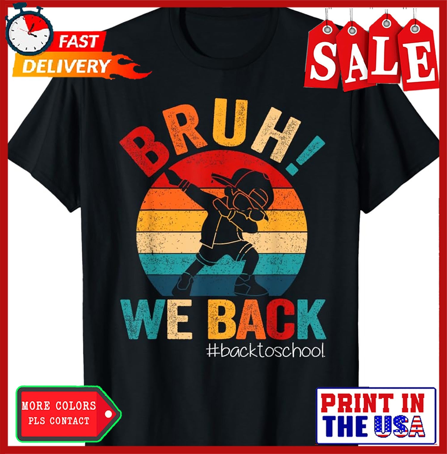 Groovy Bruh We Back Teachers Kids Funny Back To School T-Shirt