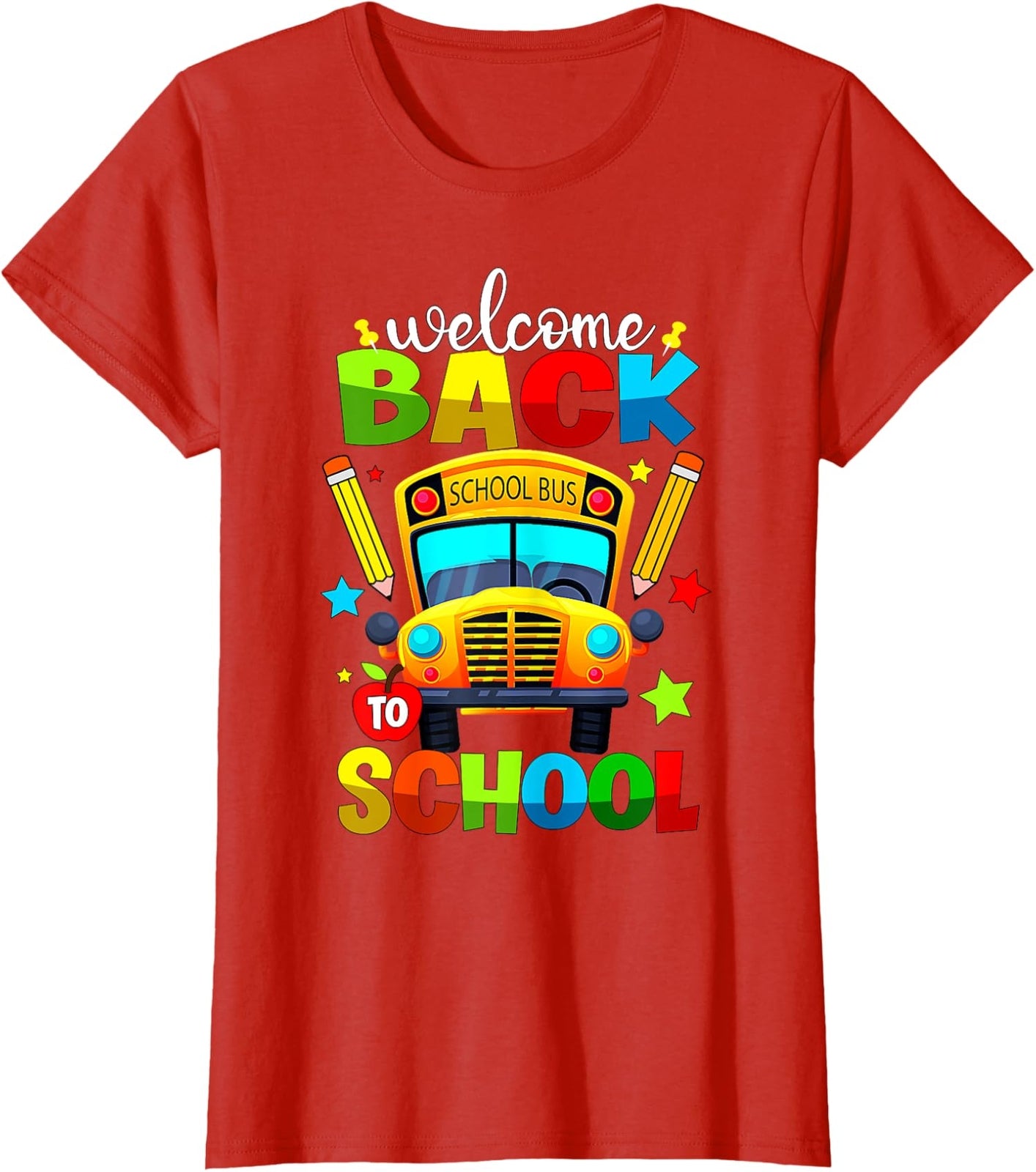 Welcome Back To School Bus Happy First Day Of School Ladies' Crewneck T-Shirt