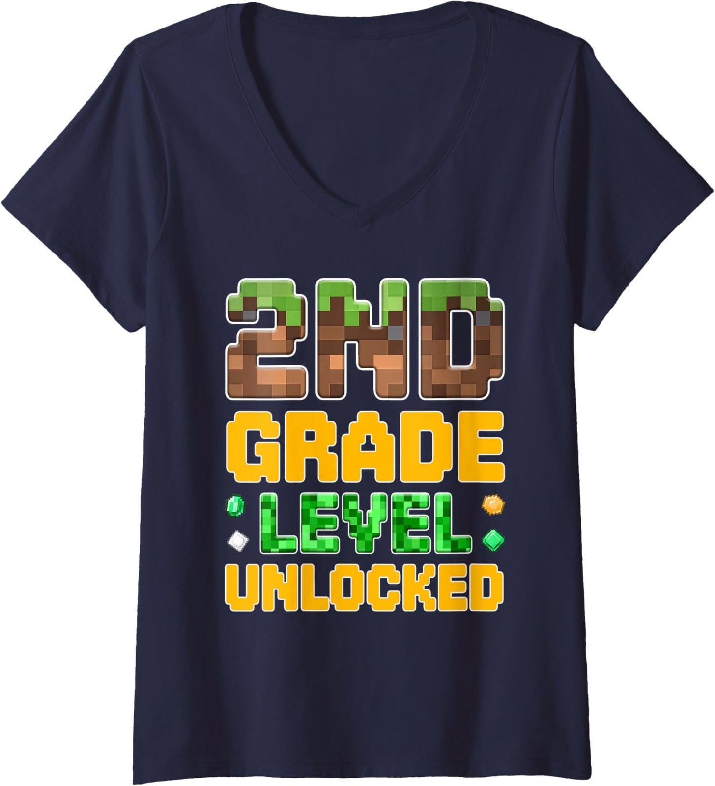 Back to School 2nd Grade Gamer First Day of Class Ladies' V-Neck Tshirt