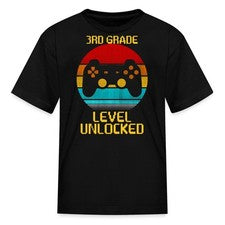 HOT Back To School 3rd Grade Level Unlocked Gamer Kids' T-Shirt