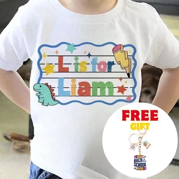 Custom Name Back to School Shirt for Kids, First Day Toddler T-Shirt