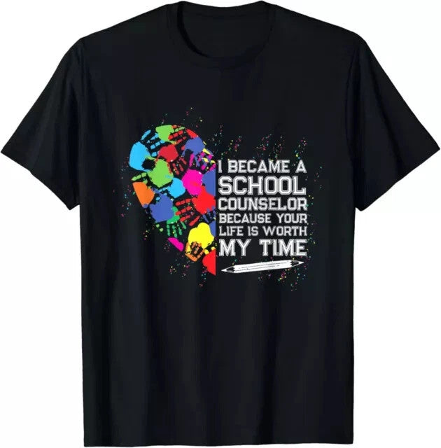School Counselor Worth My Life Back To School Counselor Black T-Shirt