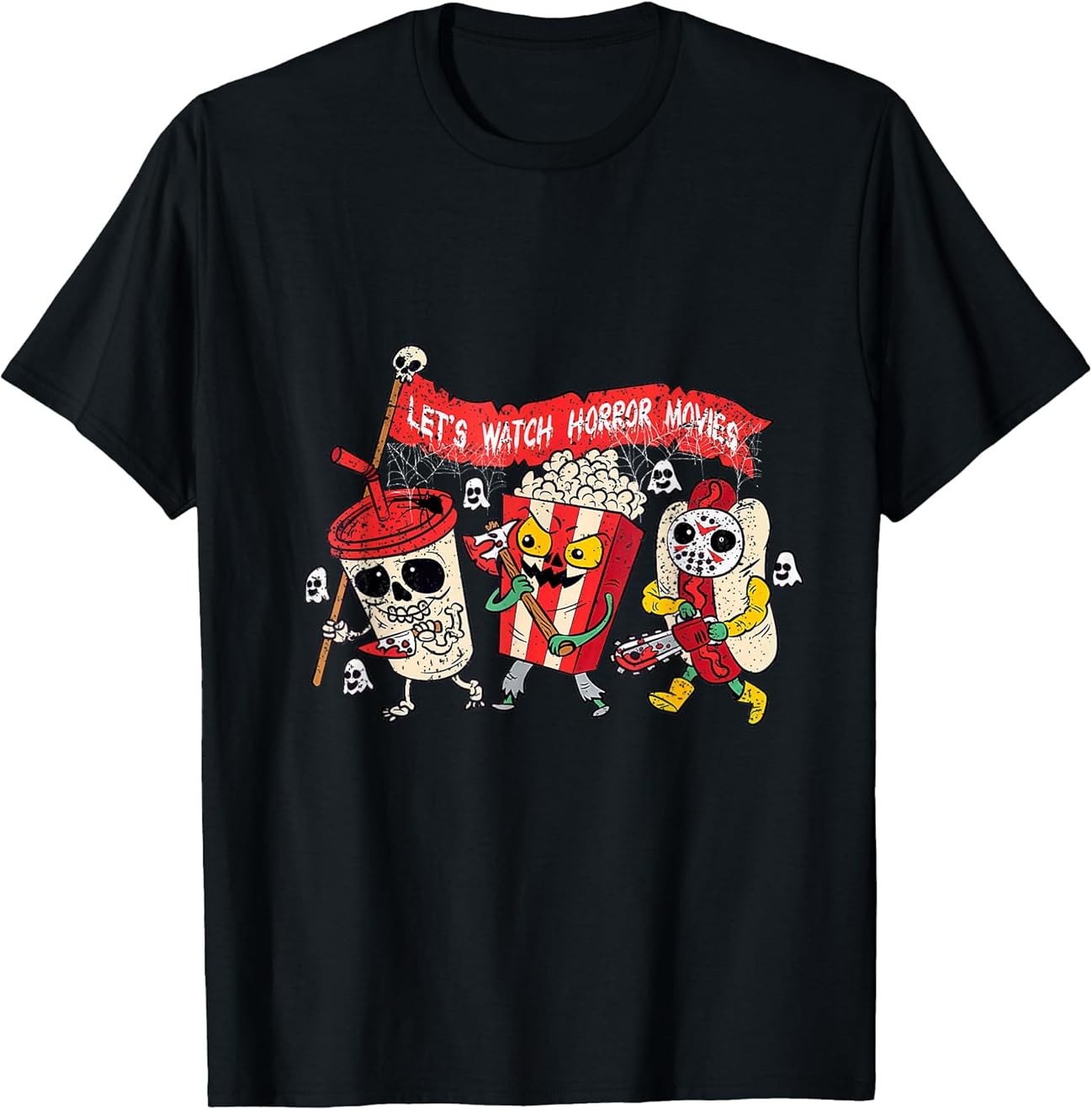 Retro Movie Concessions Let's Watch Horror Movies Halloween T-Shirt