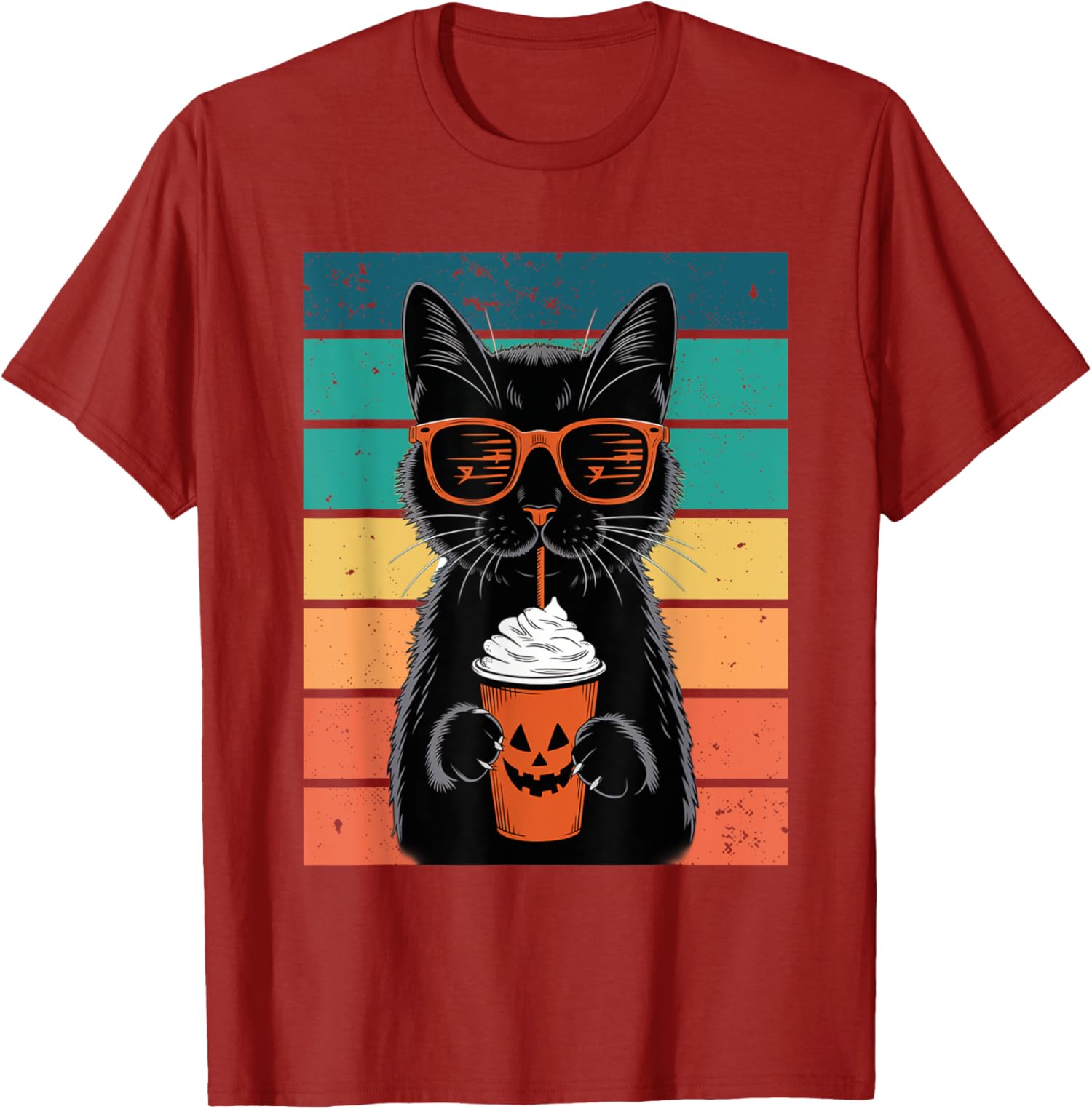 Black Cat Hipster Trick or Treat Funny Halloween Unisex T-Shirt