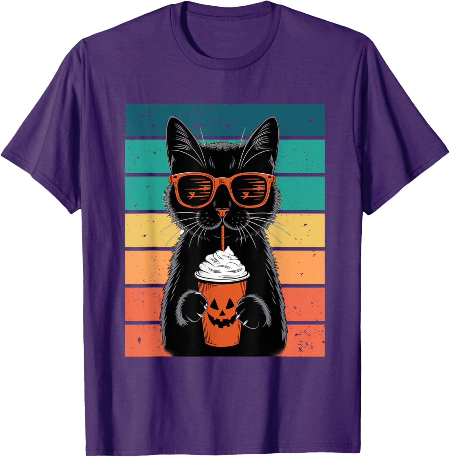 Black Cat Hipster Trick or Treat Funny Halloween Unisex T-Shirt