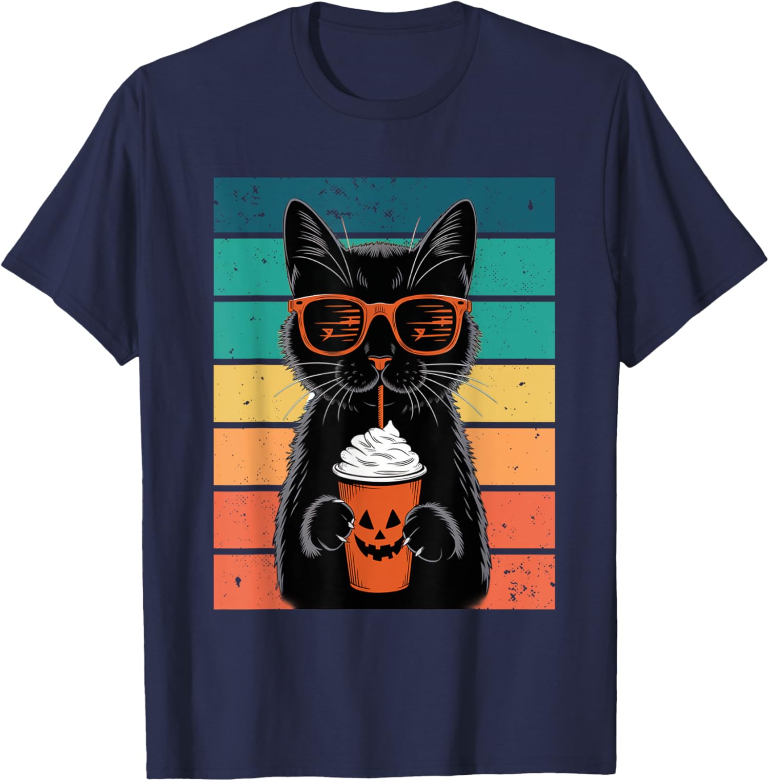 Black Cat Hipster Trick or Treat Funny Halloween Unisex T-Shirt