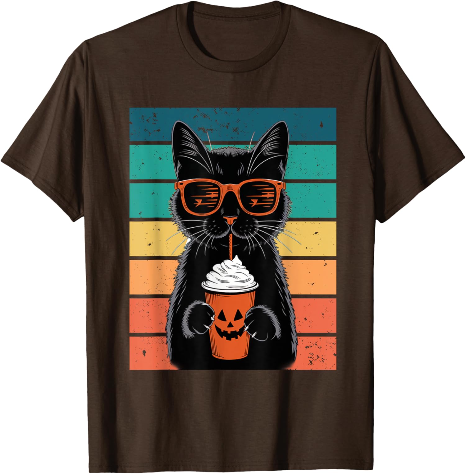 Black Cat Hipster Trick or Treat Funny Halloween Unisex T-Shirt
