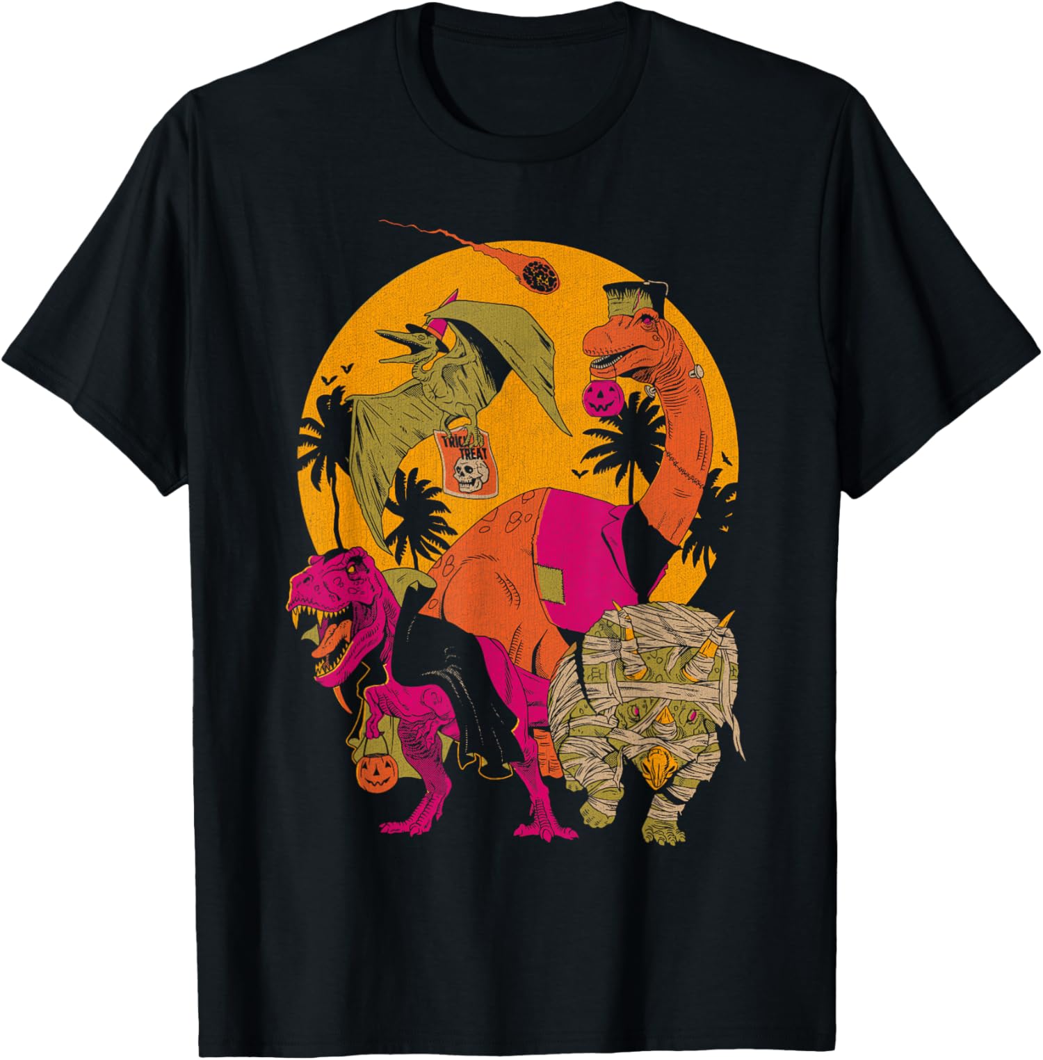 Dino Monsters Halloween Vintage Trick Or Treat Gift Unisex T-Shirt