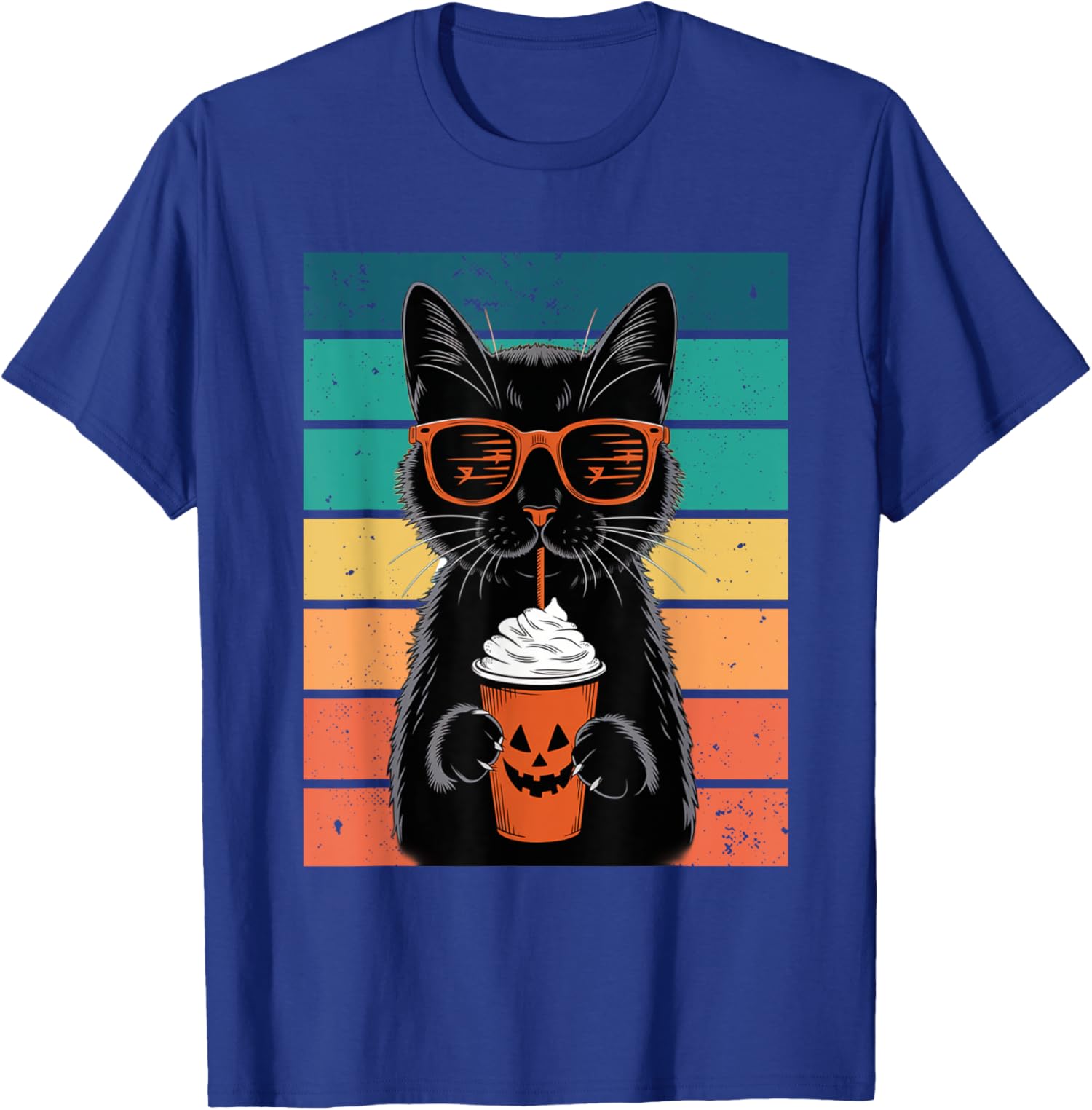 Black Cat Hipster Trick or Treat Funny Halloween Unisex T-Shirt