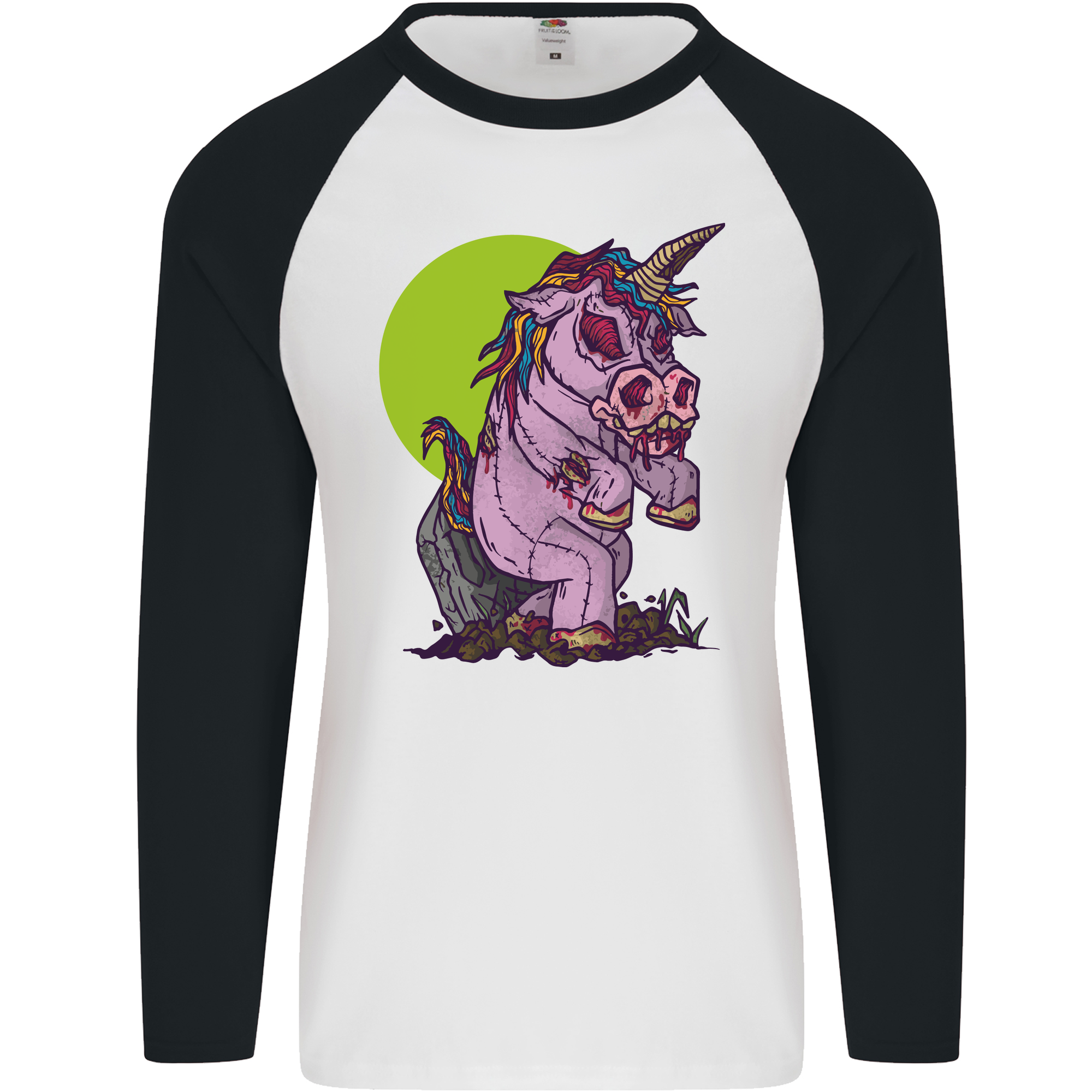 A Zombie Unicorn Funny Halloween Horror Mens L/S Baseball T-Shirt