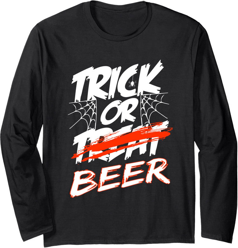Trick Or Beer - Trick Or Treating Halloween Design Long Sleeve Tshirt