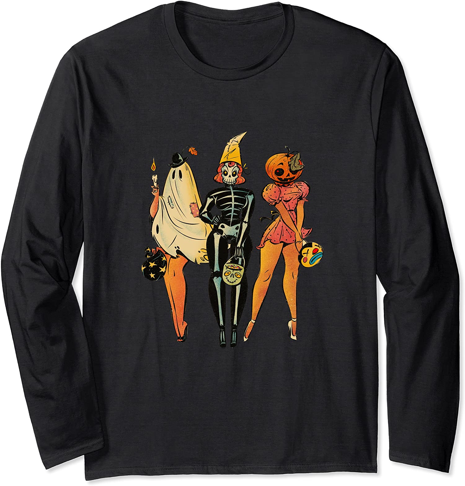 Ghost Pumpkin Jack O Lantern Halloween Trick Or Treat Long Sleeve T-Shirt