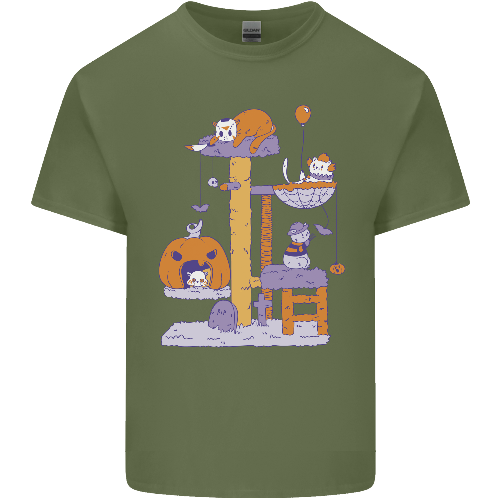 Cat Villians Funny Halloween Horror Mens Light Cotton T-Shirt