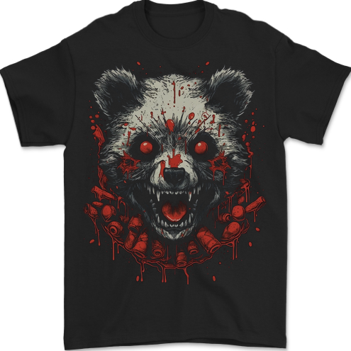 Evil Panda Bear Fantasy Horror Halloween Mens T-Shirt 100% Cotton