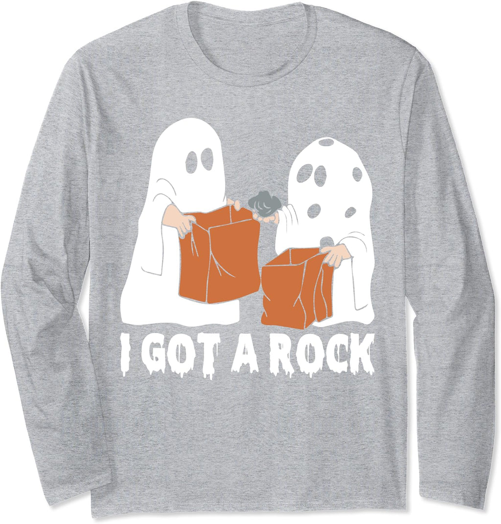 Funny Boo Ghost Scary I Got A Rock Halloween Long Sleeve T-Shirt
