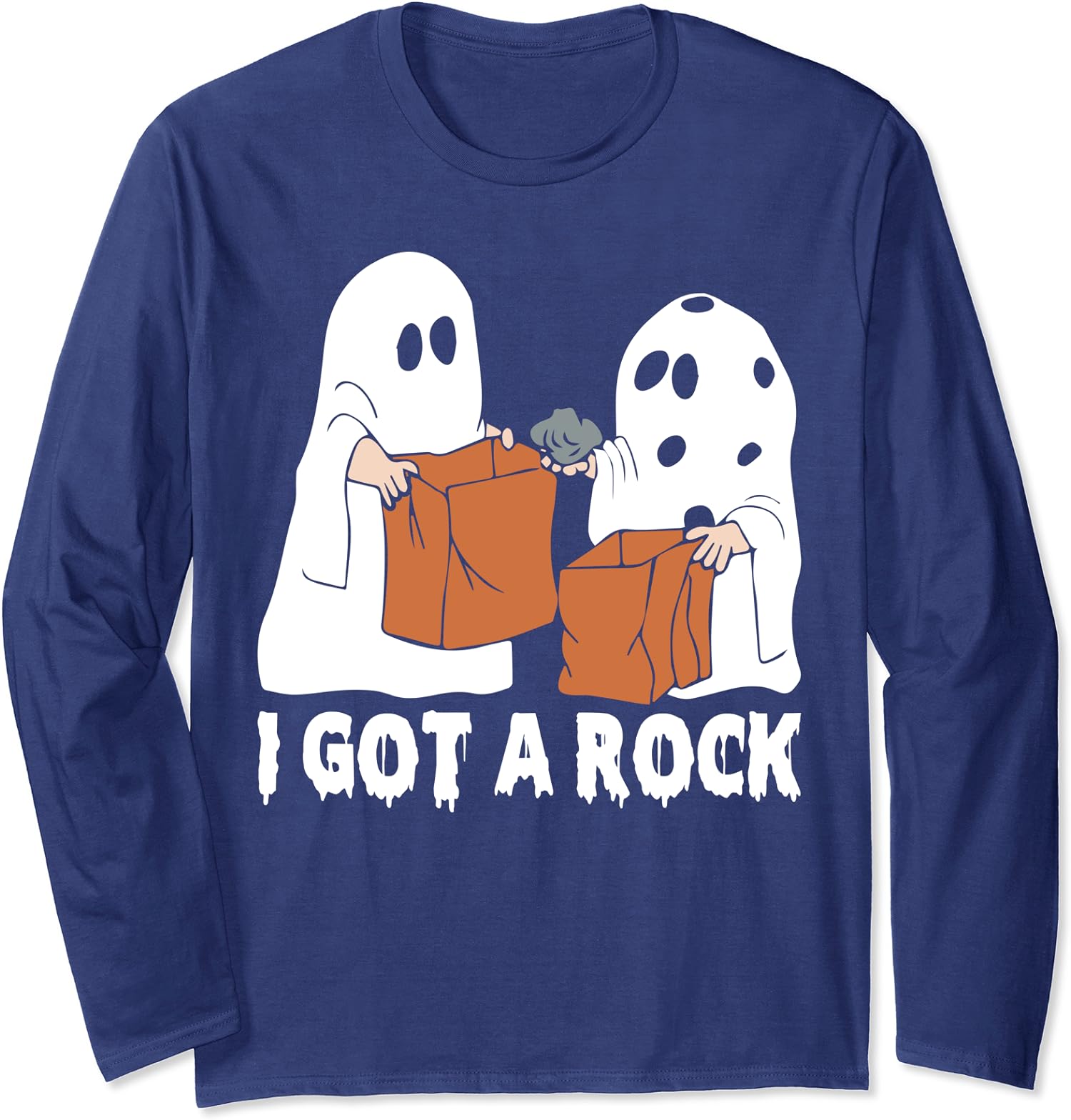 Funny Boo Ghost Scary I Got A Rock Halloween Long Sleeve T-Shirt