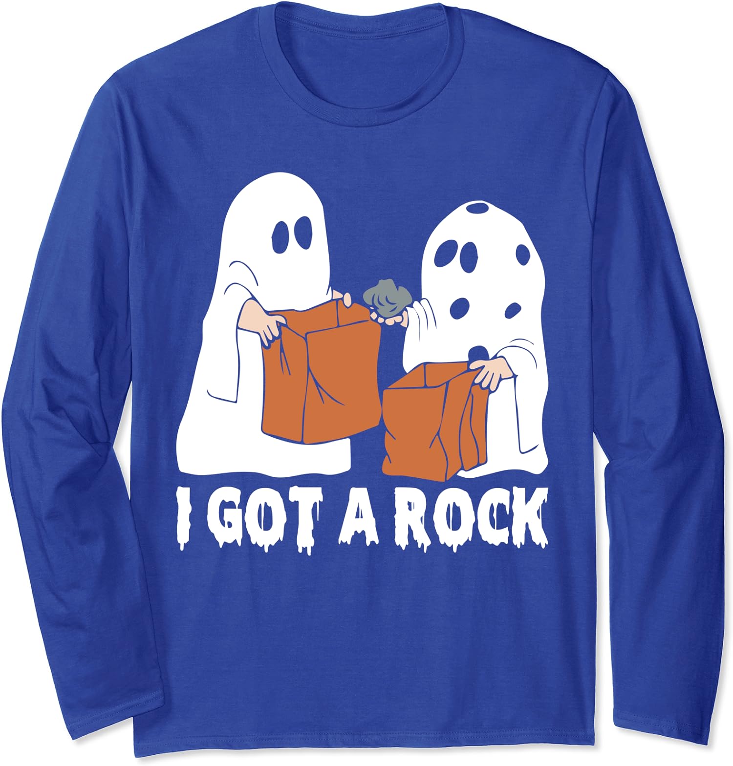 Funny Boo Ghost Scary I Got A Rock Halloween Long Sleeve T-Shirt