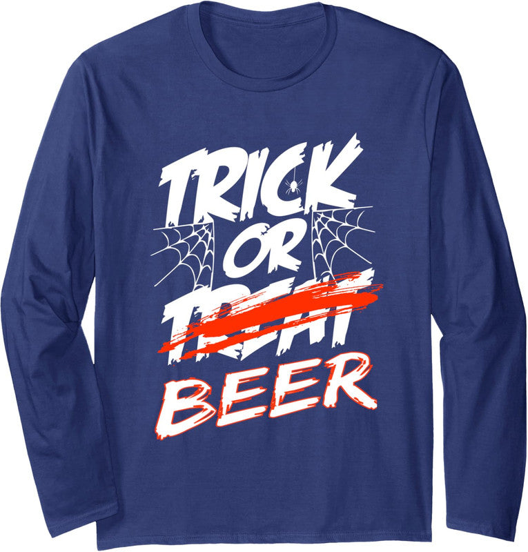 Trick Or Beer - Trick Or Treating Halloween Design Long Sleeve Tshirt
