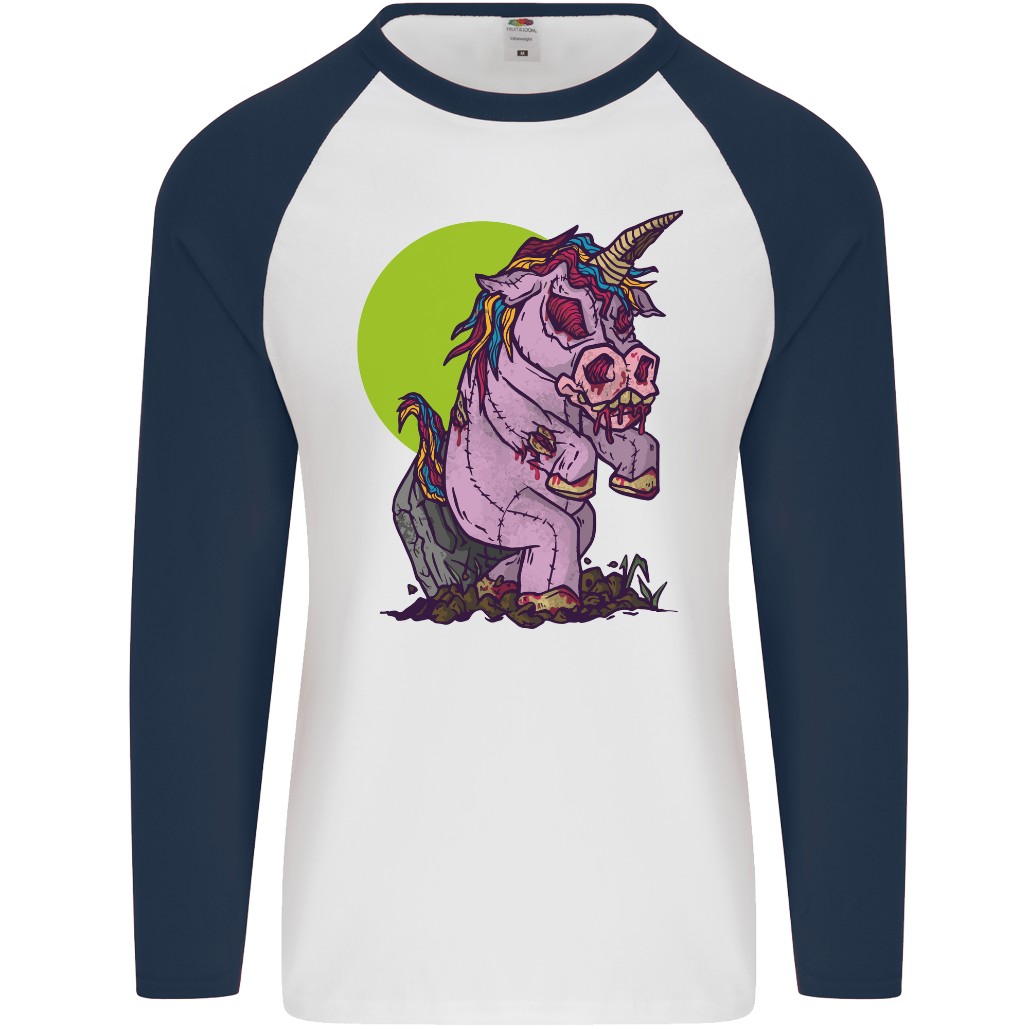 A Zombie Unicorn Funny Halloween Horror Mens L/S Baseball T-Shirt