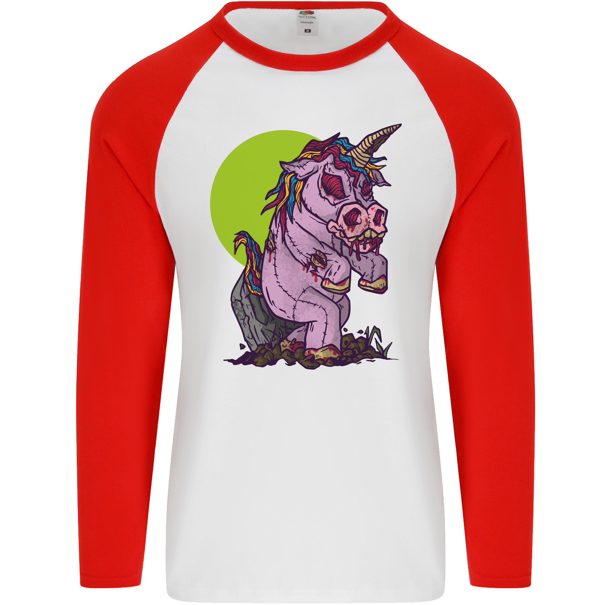 A Zombie Unicorn Funny Halloween Horror Mens L/S Baseball T-Shirt
