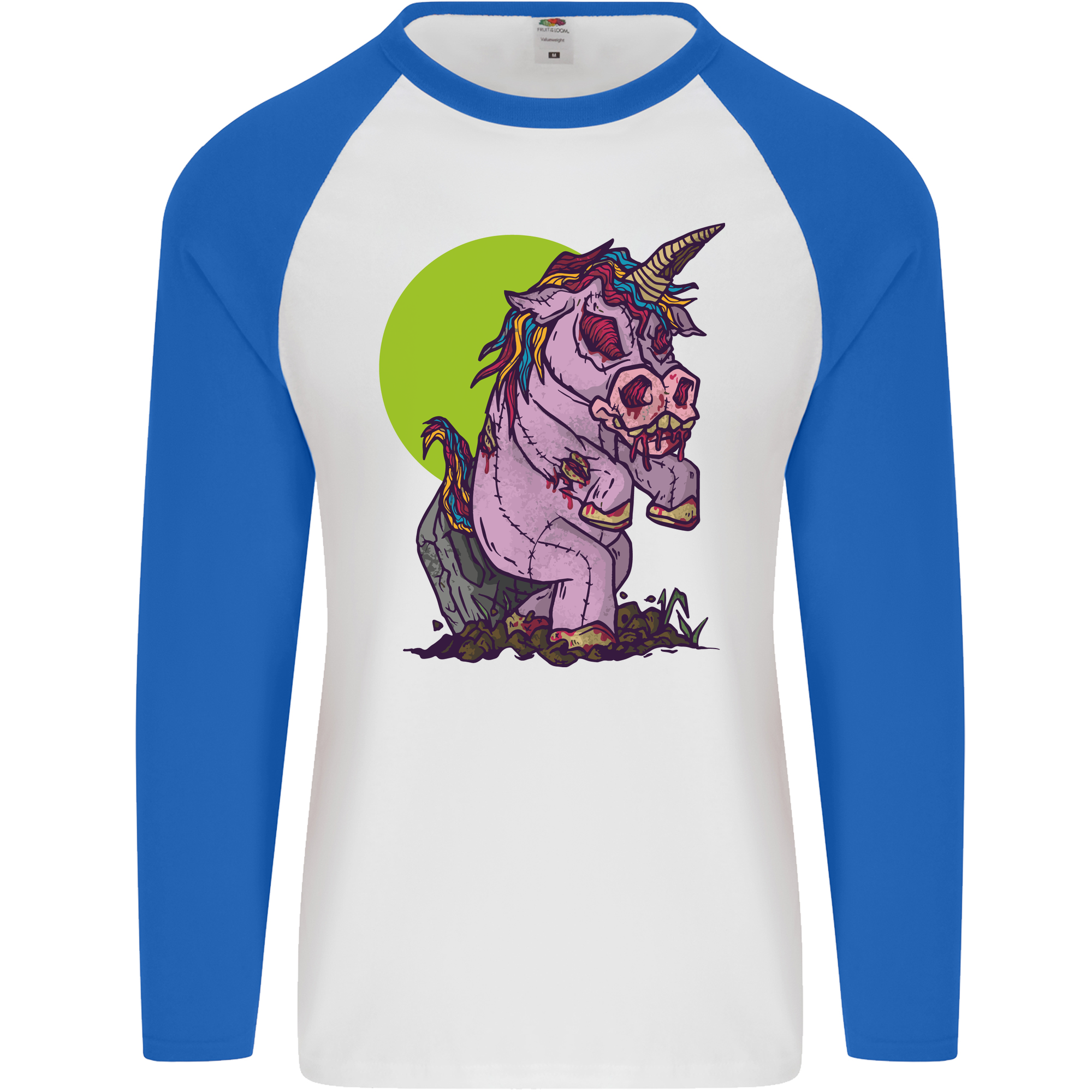 A Zombie Unicorn Funny Halloween Horror Mens L/S Baseball T-Shirt