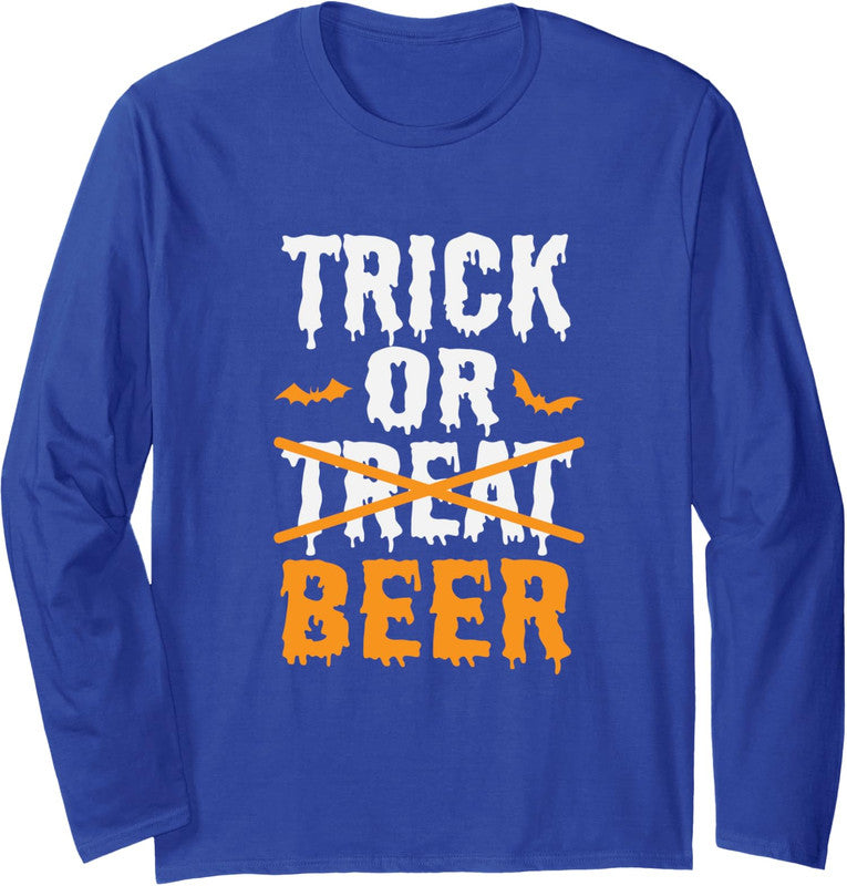 Trick Or Treat Funny Halloween Beer Drinking Long Long Sleeve Tshirt