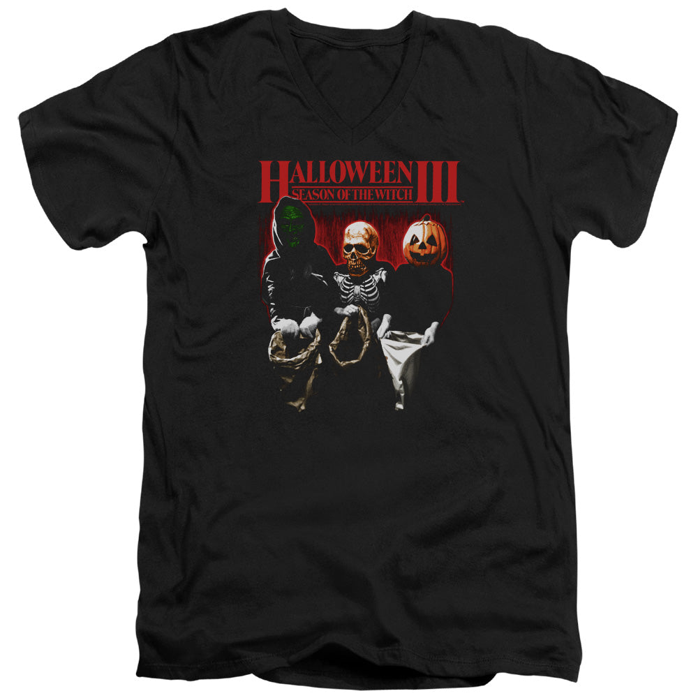 Halloween Slim Fit V-Neck T-Shirt Trick or Treat Black Tee